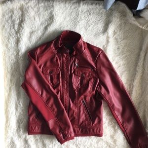 Red moto jacket